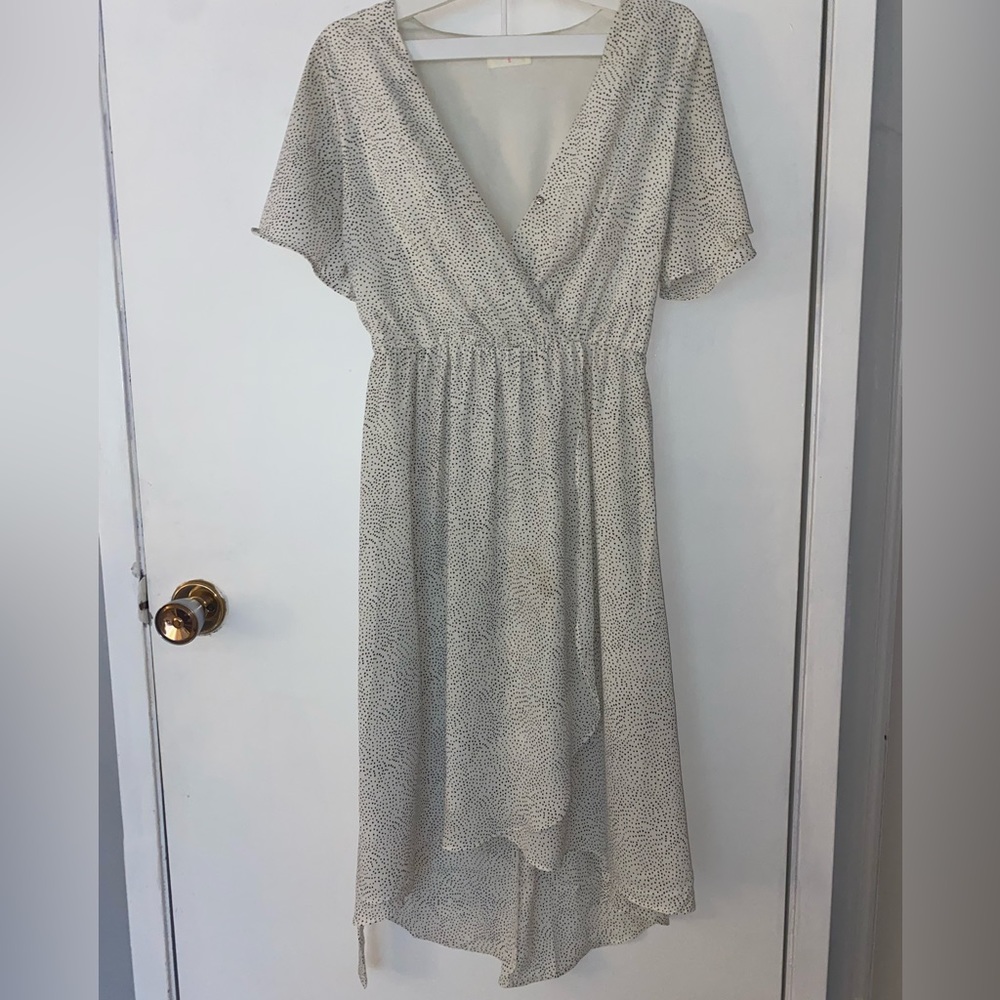 Sienna Sky White Polka Dotted midi dress